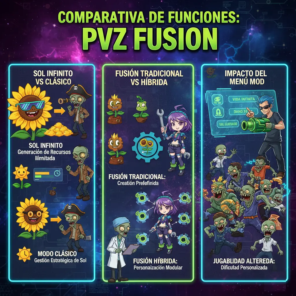 Comparativa de funciones del APK PVZ Fusion