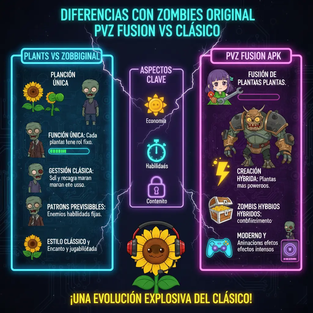 Diferencias con Plants vs Zombies original
